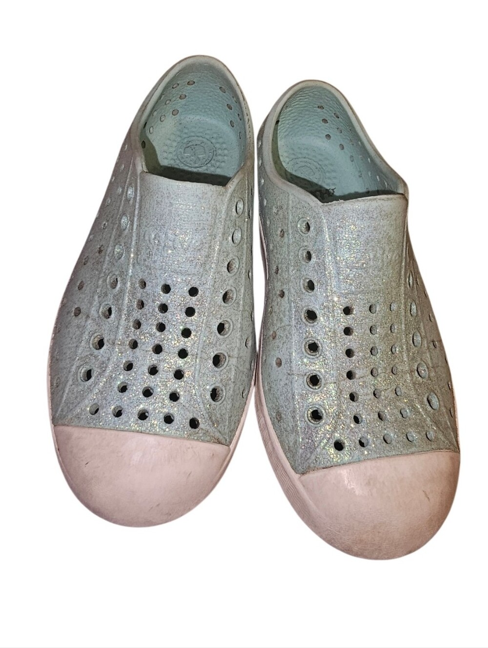 Native Girls' Glitter Slip-On Sneakers - Silver & Pink